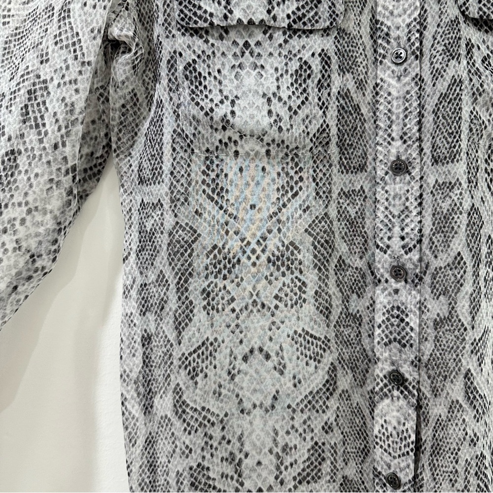 Equipment Sheer Snake Print Collared Button Down … - image 4